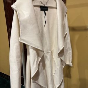 BCBG Maxazaria Winter White Belted Wrap Trench Coat - Size Large